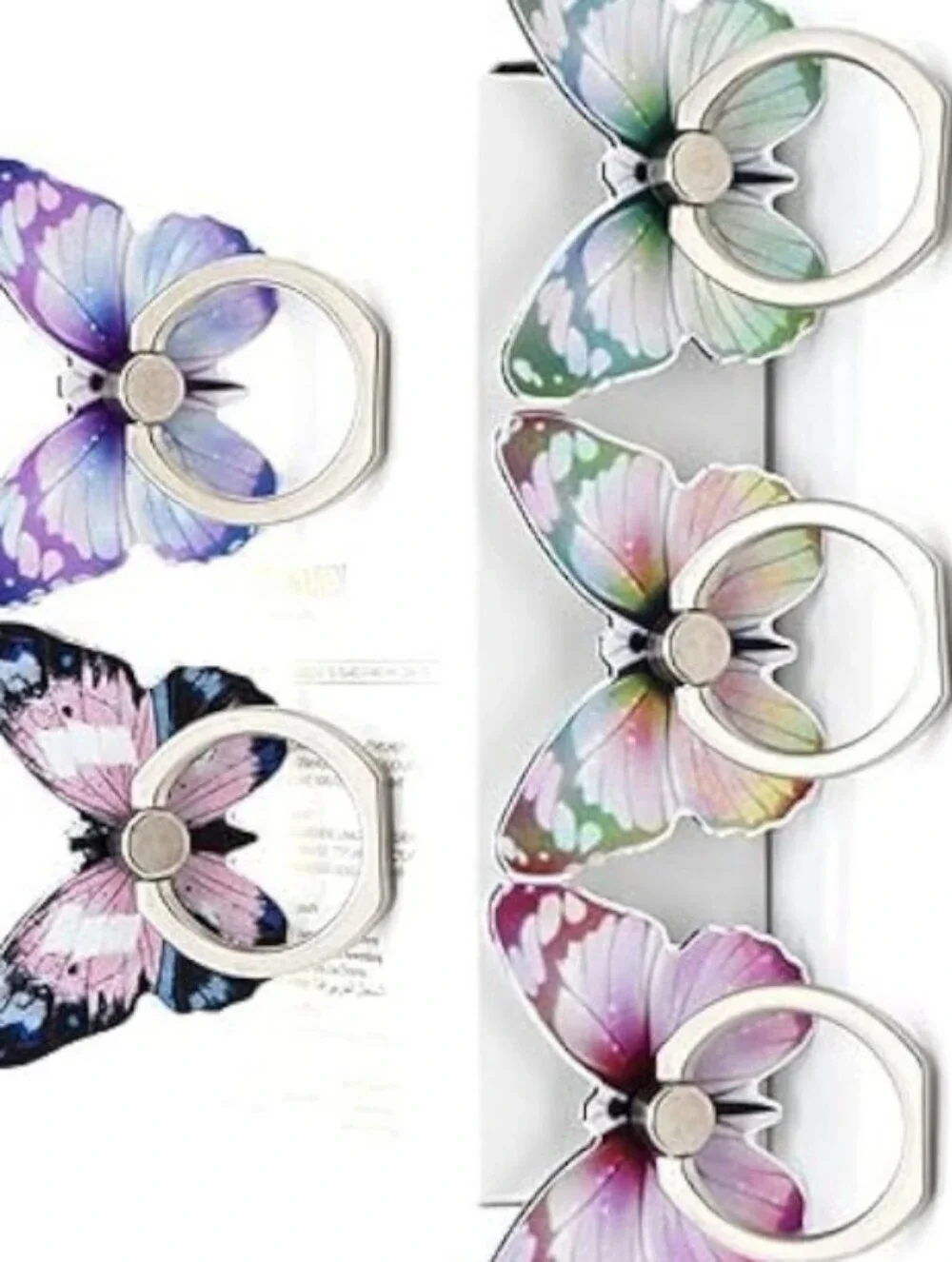 Butterfly Phone Ring Holder Stand Glitter Sparkle Grip 5 Pack